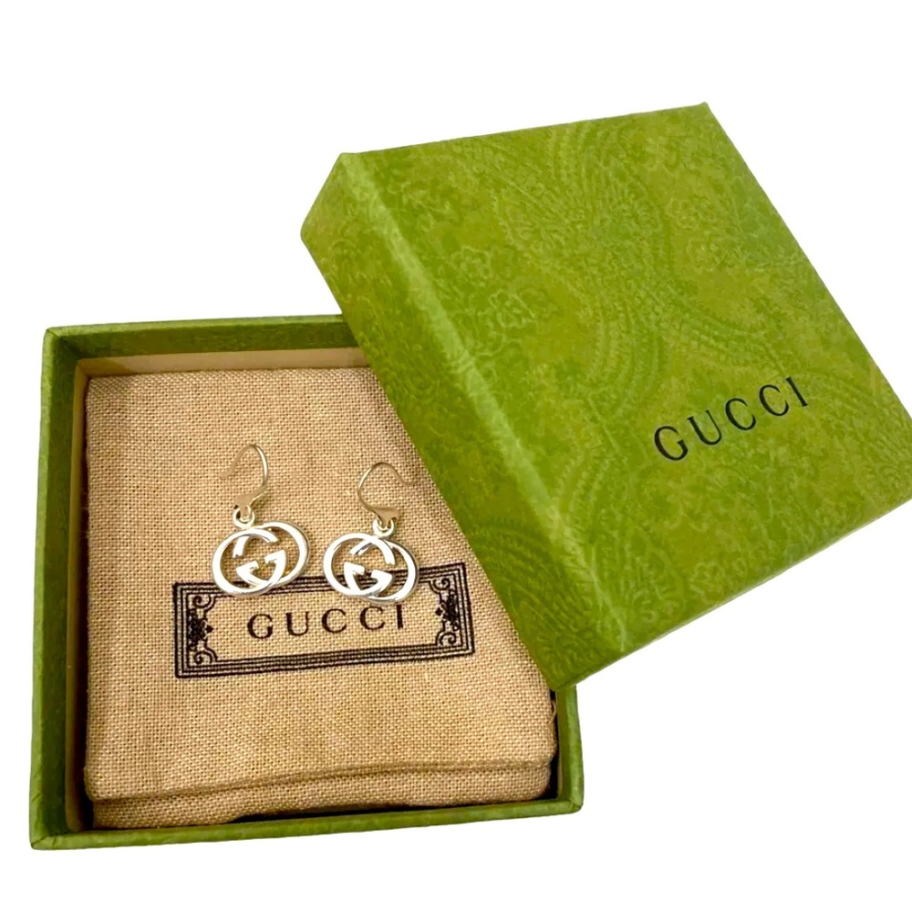 GUCCI Italian Luxury Earrings 925 Sterling Silver - Picture 1 of 9